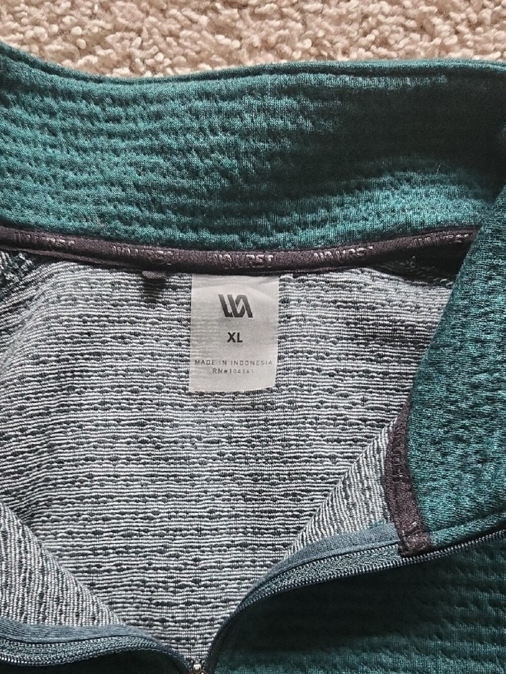 Men's Teal Half-Zip Textured Pullover Sweater - Picture 2 of 4